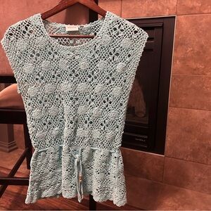 Bluemind Sleeveless
Crochet Top | Boho Lacy Cotton, Adjustable Waist, Size Large